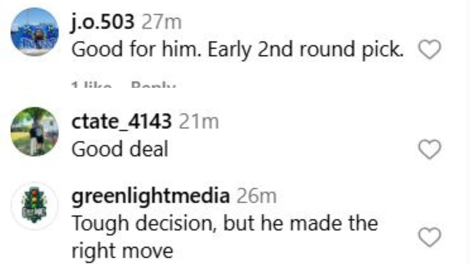 Duke fans chatter as Duke commit Cedric Coward announces his NBA draft future. Credit: IG/@recruitsnews